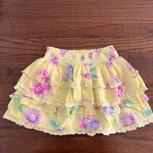 Loveshackfancy girls Billie tiered skirt 7/8 yellow floral